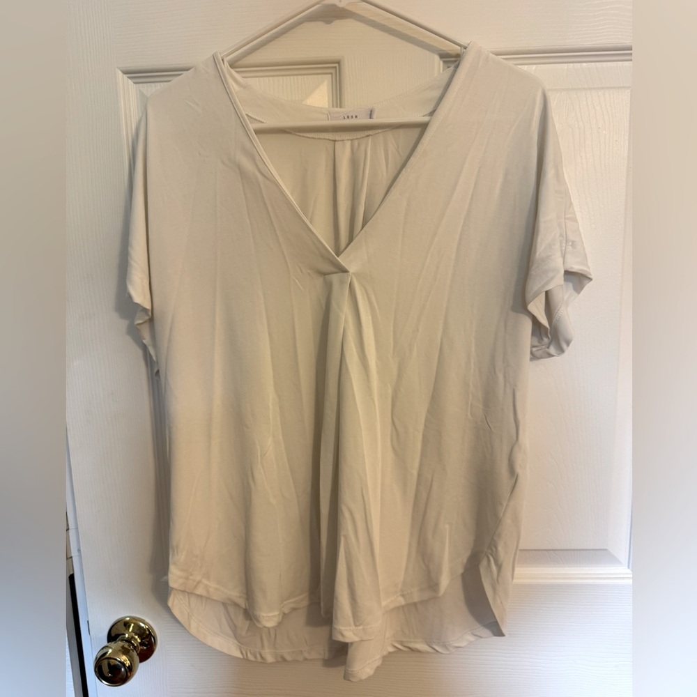 Women's White V-Neck Top